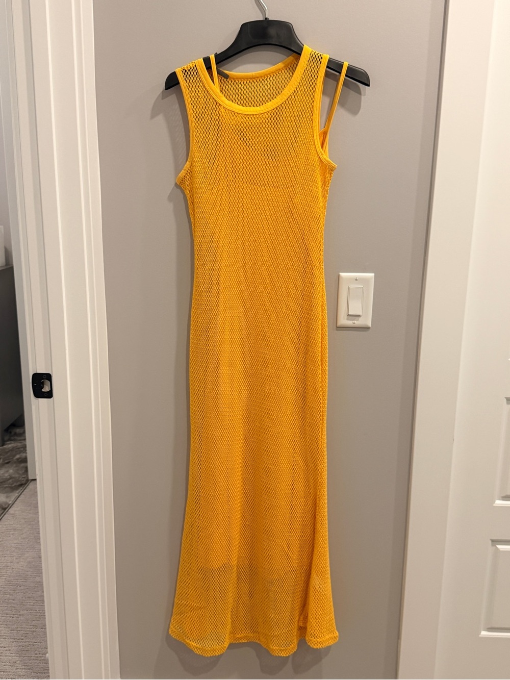 HALARA Yellow Mesh Maxi Dress with Double Straps